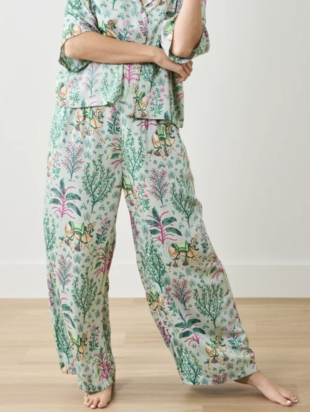 Printfresh Eco Satin Wildest Dream Camel Courtyard Pajama Pants
